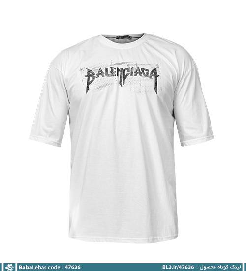 تیشرت یقه گرد نخ پنبه مردانه سفید طرح دار مدل 47636 - تصویر 4