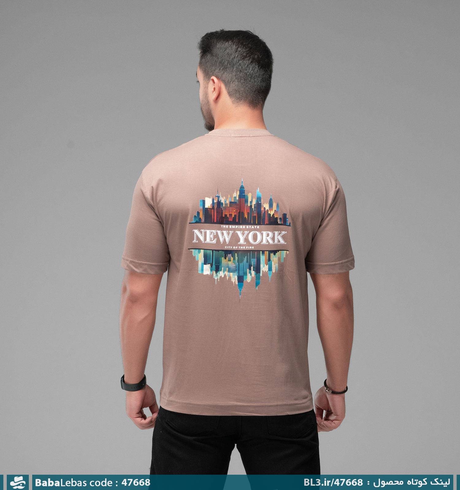 تیشرت یقه گرد مردانه ماکان طرح دار مدل 47668 - تصویر 2