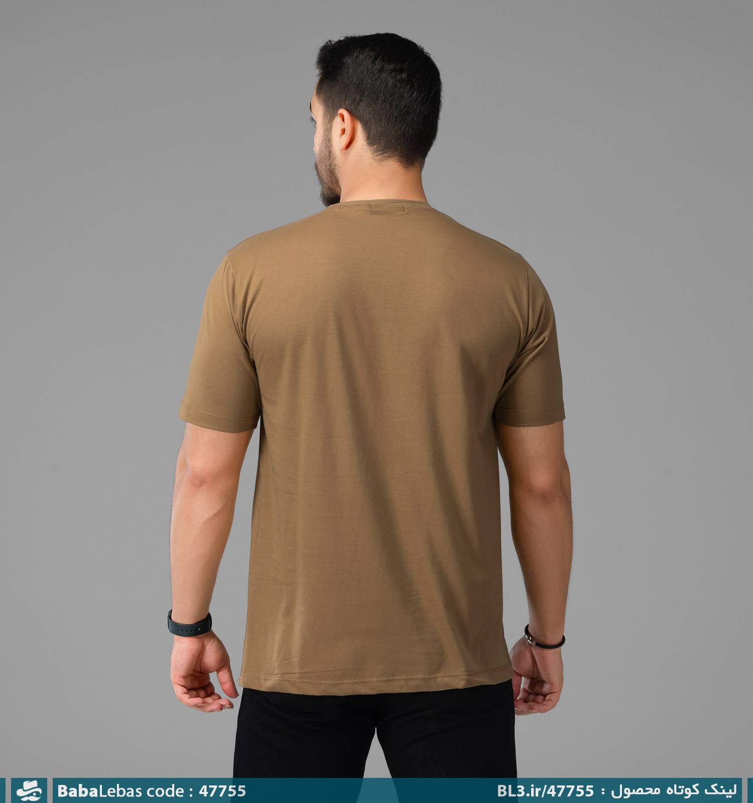 تیشرت یقه گرد مردانه نخ پنبه گلدوزی شده مدل 47755 - تصویر 2