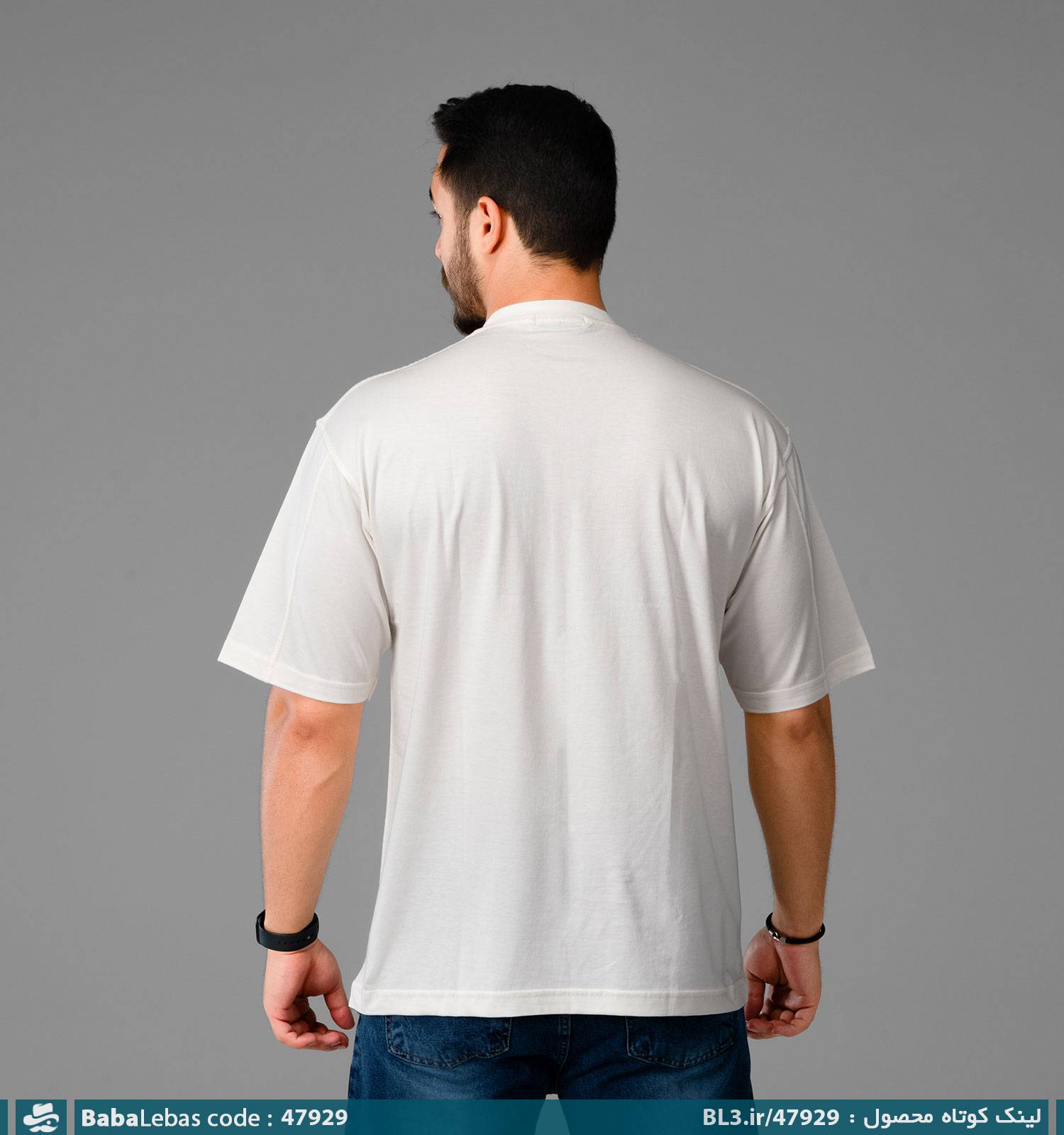 تیشرت نخ پنبه یقه گرد مردانه سفید طرح دار مدل 47929 - تصویر 2