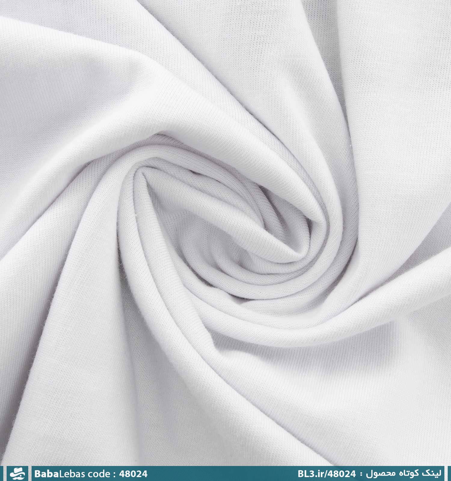 تیشرت یقه گرد مردانه لش سفید نخ پنبه طرح دار مدل 48024 - تصویر 3