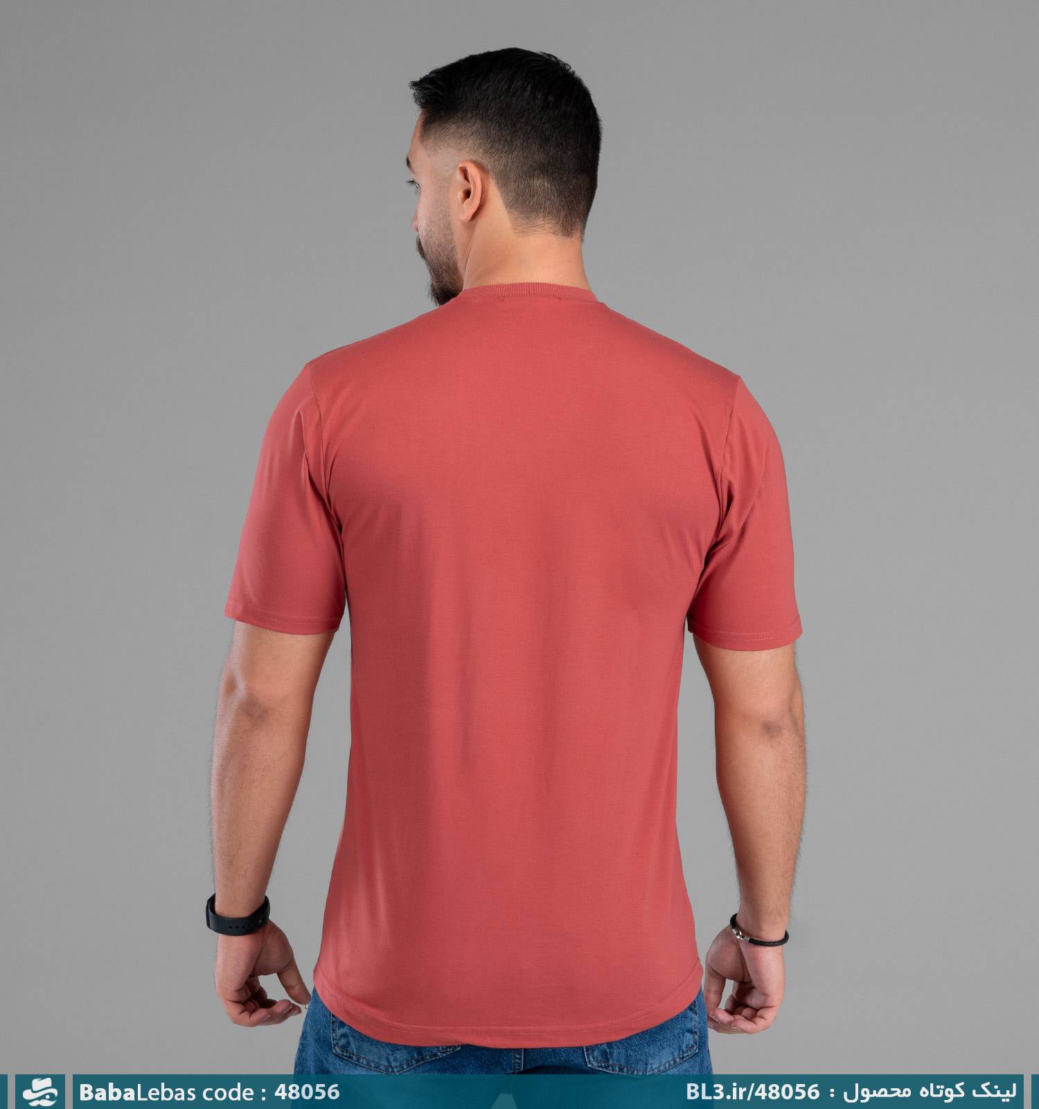 تیشرت یقه گرد مردانه نخ پنبه طرح دار مدل 48056 - تصویر 2