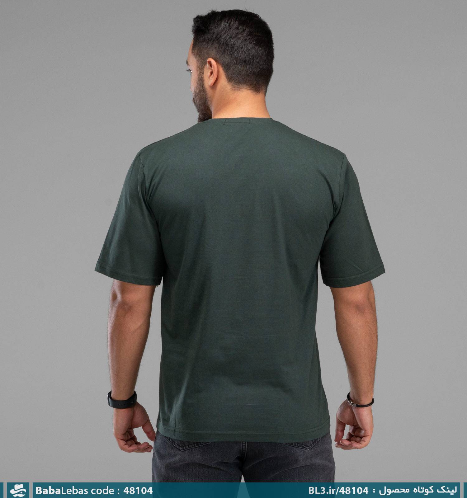 تیشرت یقه گرد مردانه نخ پنبه طرح دار مدل 48104 - تصویر 2